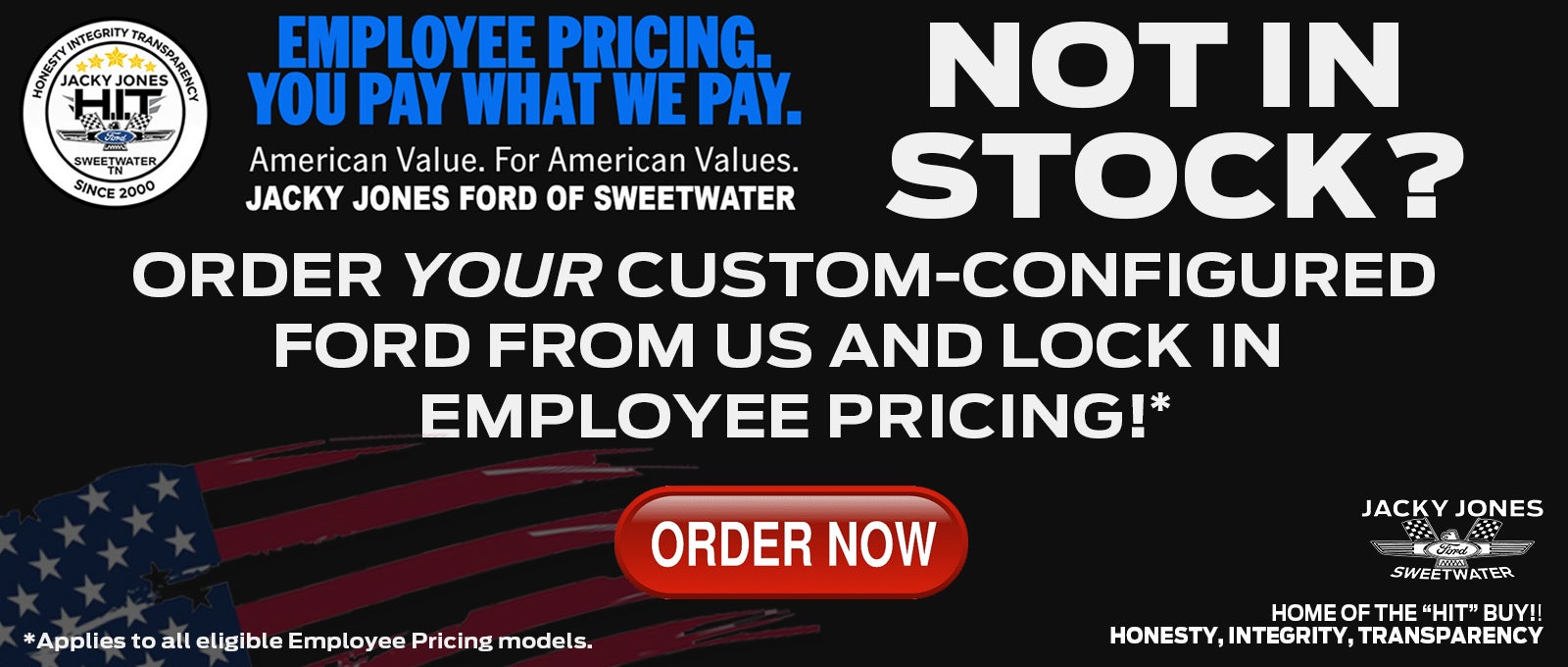 Custom Order Employee Pricing Special